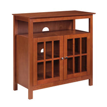 Traditional Media Stand, 36 Inch, Cabinets, Brown Veneer, Storage