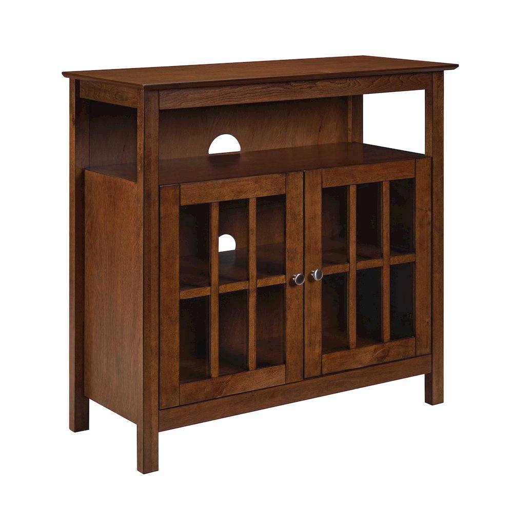TV Stand for 40-inch TV, Cabinets with Glass Doors in Brown, 36-inch Wide