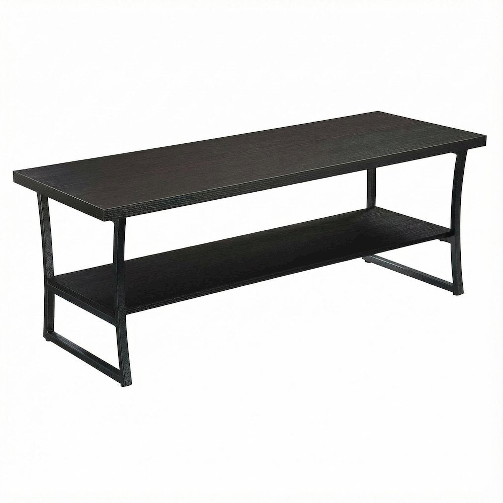 Espresso Coffee Table with Slate Gray Frame Hollow Core Construction