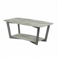 Coffee Table Faux Birch Slate Gray Frame, Particle Board Surface, Sturdy Design