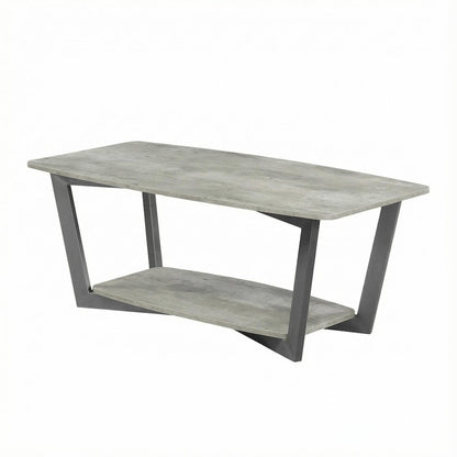 Coffee Table Faux Birch Slate Gray Frame, Particle Board Surface, Sturdy Design