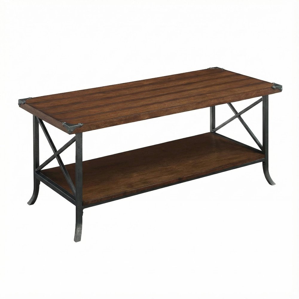 Coffee Table Dark Walnut with Slate Gray Frame 15mm MDF Durable Design