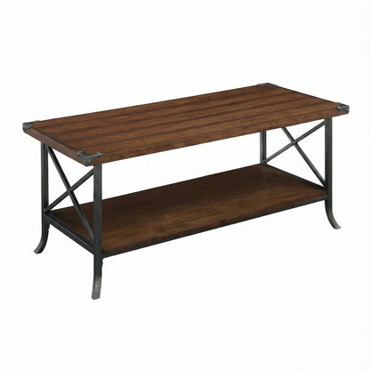 Coffee Table Dark Walnut with Slate Gray Frame 15mm MDF Durable Design