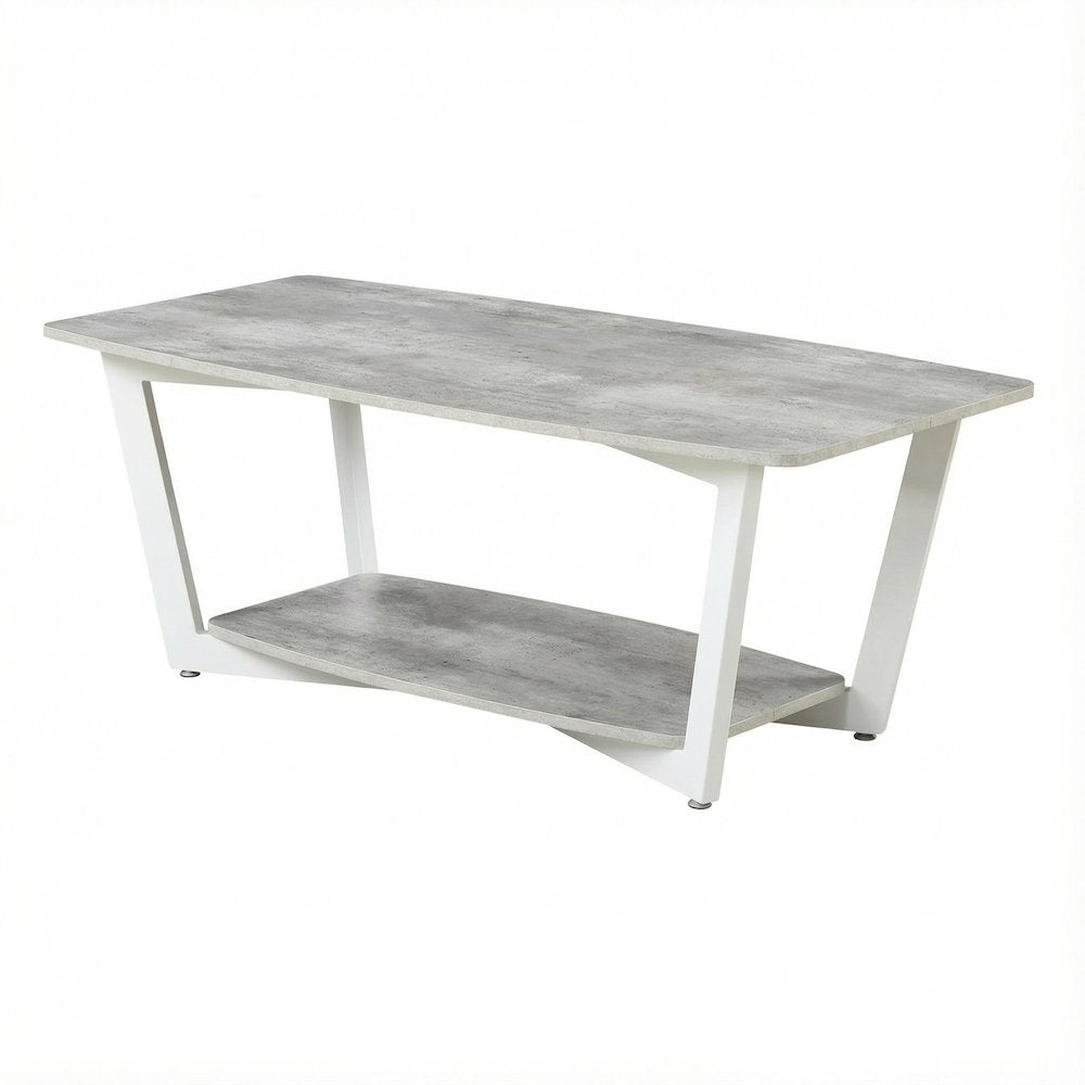 Graystone Coffee Table Gray with White Frame Particle Board Surface