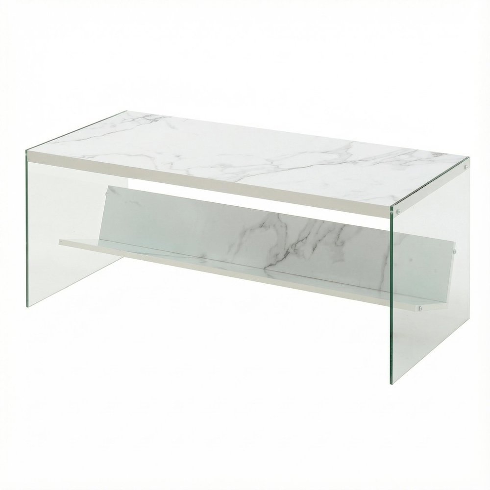 Glass Coffee Table with Shelf Contemporary Design and Durable Build