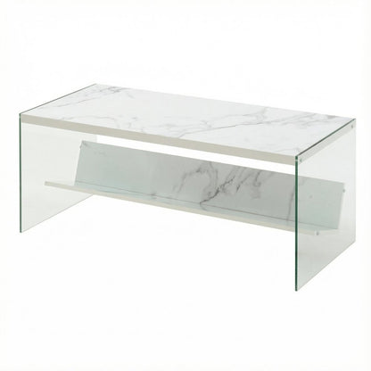 Glass Coffee Table with Shelf Contemporary Design and Durable Build