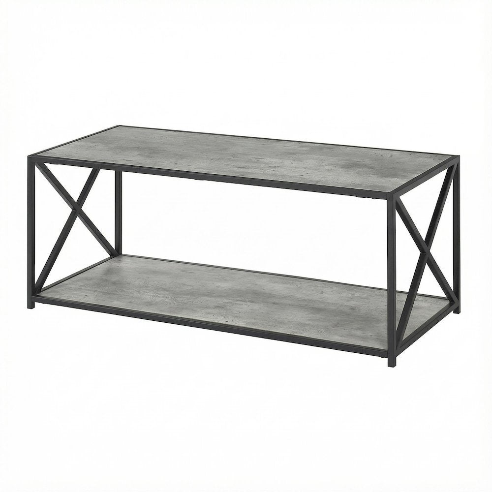 Faux Birch Coffee Table with Particle Board Top and Sturdy Frame Design