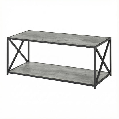 Faux Birch Coffee Table with Particle Board Top and Sturdy Frame Design