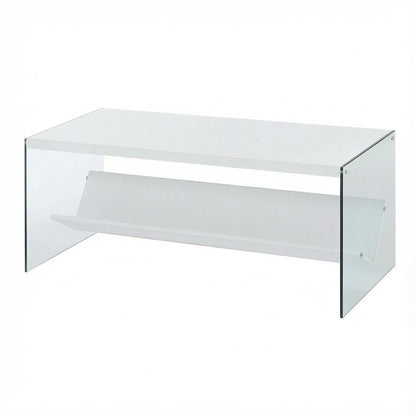 Glass Coffee Table with Shelf Contemporary Design and Sturdy Construction SKU