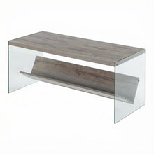 Glass Coffee Table Clear Contemporary Design with Lower Shelf and Sturdy Frame