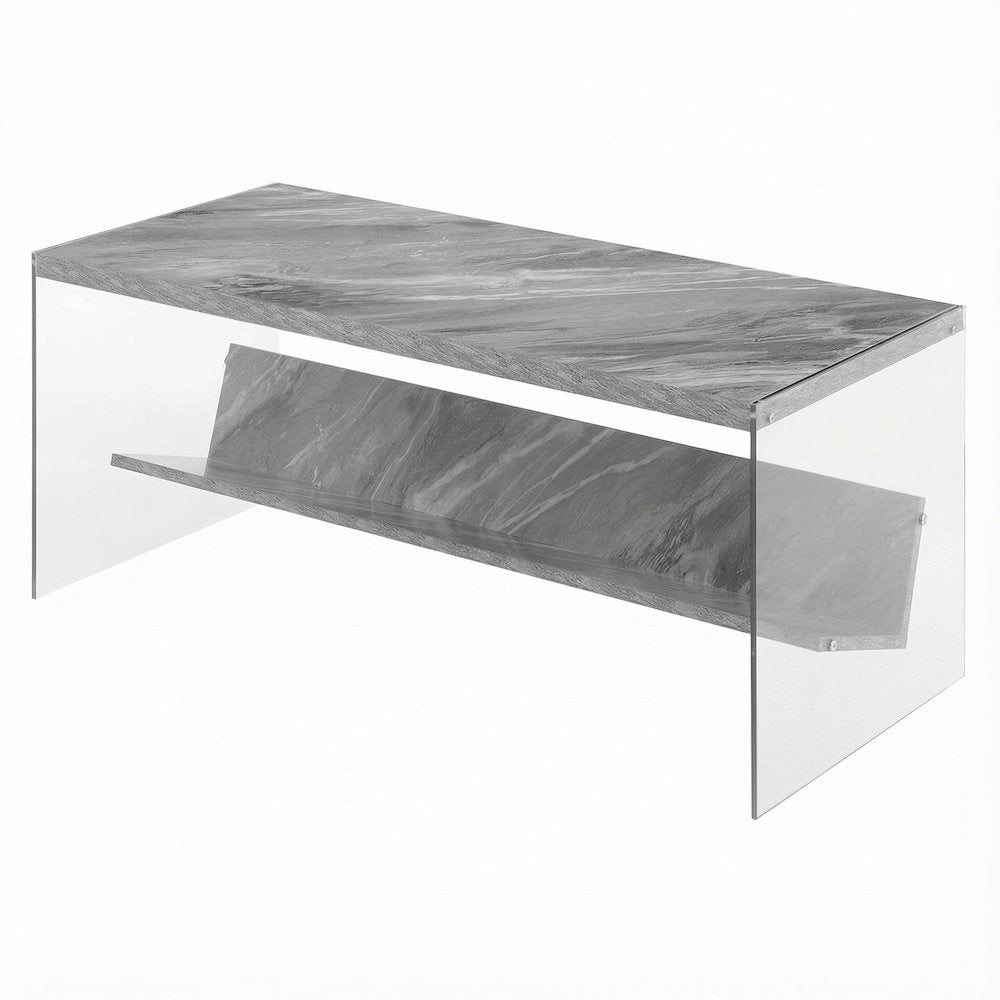 Glass Coffee Table with Shelf Contemporary Design and Sturdy Construction SKU