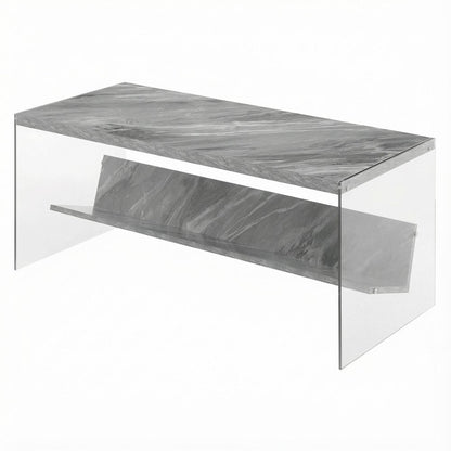 Glass Coffee Table with Shelf Contemporary Design and Sturdy Construction SKU