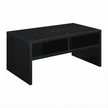 Black Honeycomb Coffee Table with Shelves and Sturdy Frame for Living Room