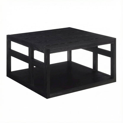 Square Contemporary Coffee Table with Open Shelf and Sturdy Design