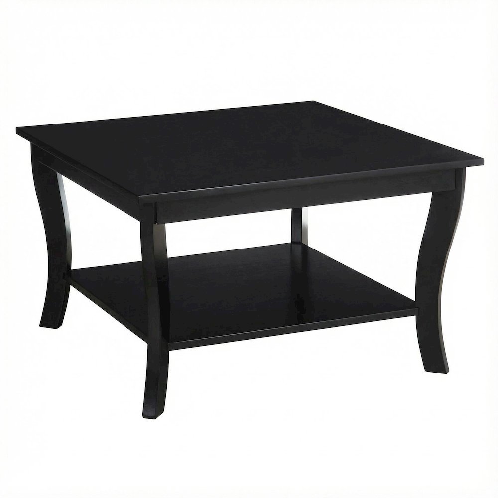 Black Square Coffee Table with MDF Top and Sturdy Frame for Living Room