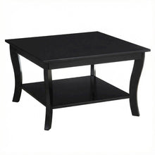 Black Square Coffee Table with MDF Top and Sturdy Frame for Living Room