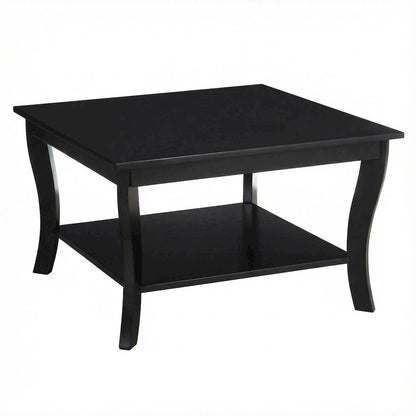 Black Square Coffee Table with MDF Top and Sturdy Frame for Living Room