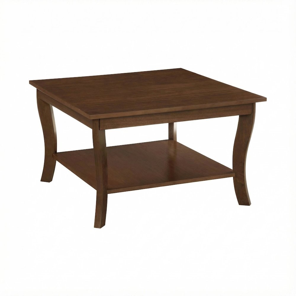 Espresso Coffee Table with MDF Construction and Square Design for Living Room