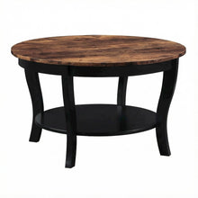 Multi-Color Round Coffee Table with Single Shelf and Rubberwood Legs