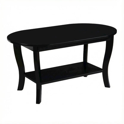 Oval Coffee Table Classic Design with Shelf and Durable Construction