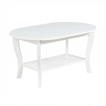 Oval Coffee Table Classic Style Single Piece with Lower Shelf and Durable Build