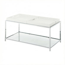 White Coffee Table with Chrome Frame and Sleek Modern Design for Living Room