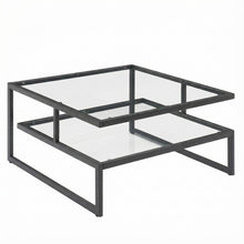 Glass Coffee Table, Charcoal Gray Frame Tempered Glass Top Contemporary Design