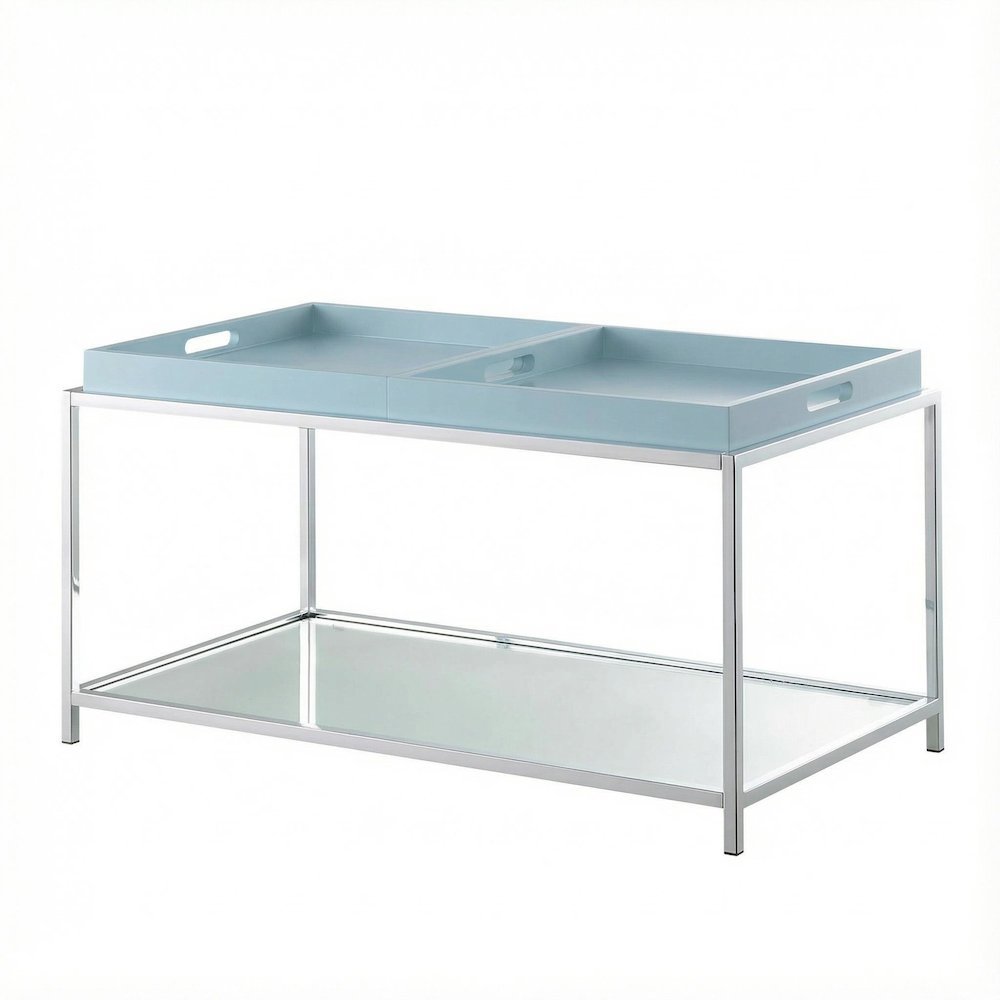 Sea Foam Coffee Table with Chrome Frame and Modern Style Accent