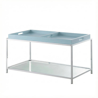 Sea Foam Coffee Table with Chrome Frame and Modern Style Accent
