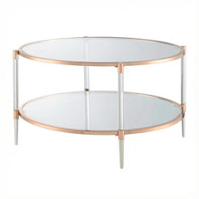 Rose Gold Acrylic Coffee Table with Clear Tempered Glass and Two Tiers