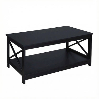 Black MDF Coffee Table with Sturdy Frame and Modern Design