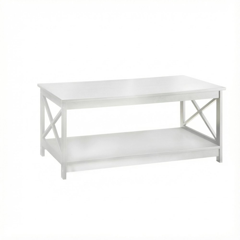 White MDF Coffee Table with Sturdy Frame and Smooth Finish for Living Room