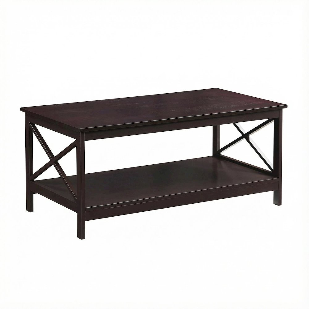 Espresso Coffee Table with MDF Construction and Sturdy Design for Living Room