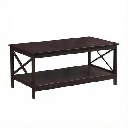 Espresso Coffee Table with MDF Construction and Sturdy Design for Living Room