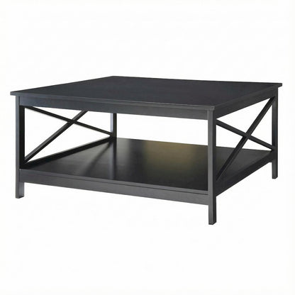 Black MDF Coffee Table Square Top Sturdy Base Durable Design