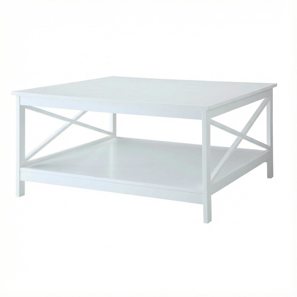 White MDF Square Coffee Table with Sturdy Construction and Modern Design