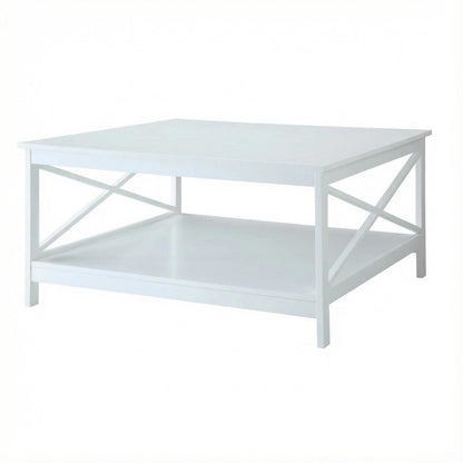 White MDF Square Coffee Table with Sturdy Construction and Modern Design