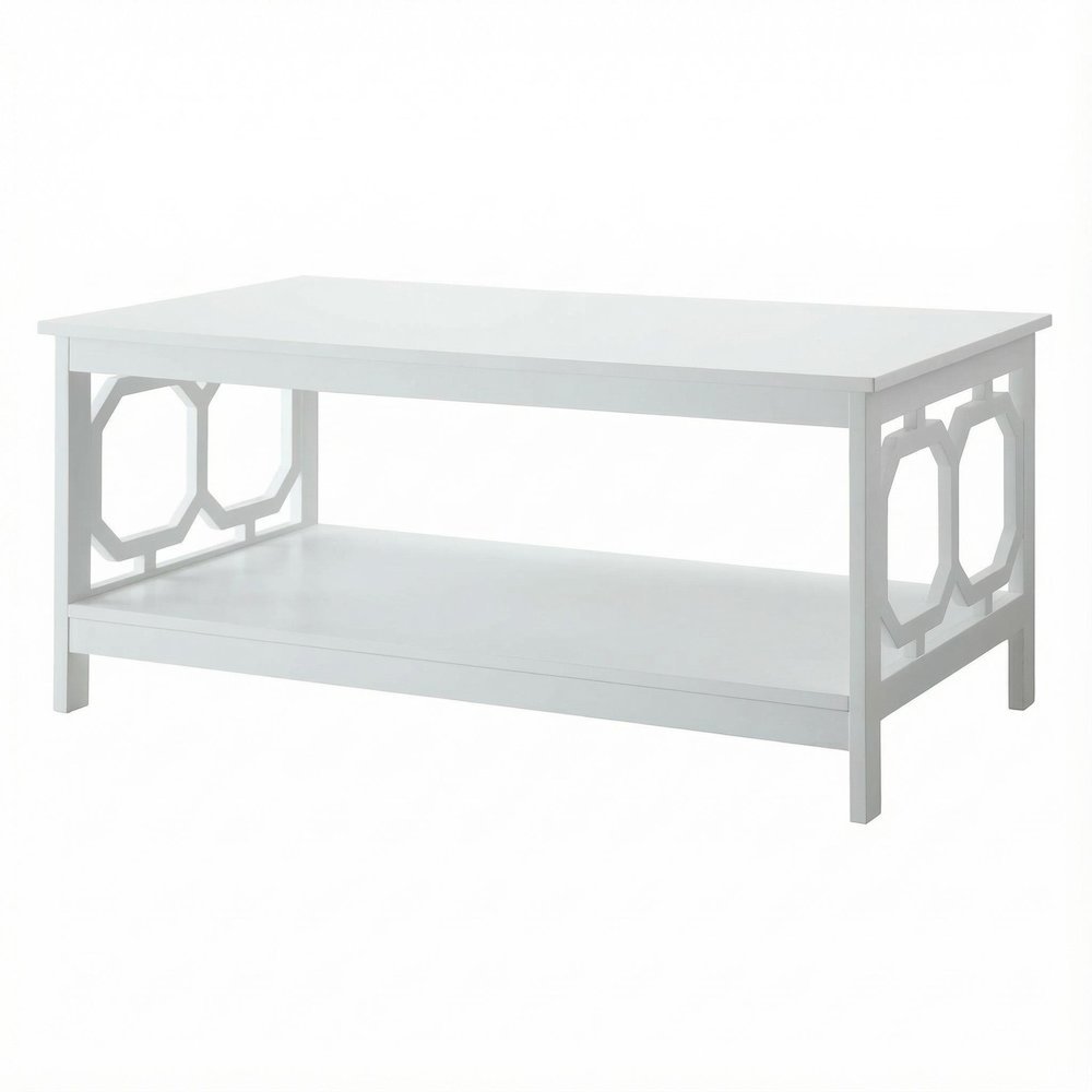 White Coffee Table with Shelf Contemporary MDF Storage Design