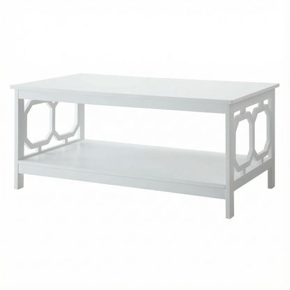 White Coffee Table with Shelf Contemporary MDF Storage Design