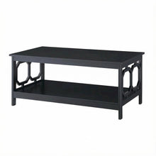 Black MDF Coffee Table with Shelf Contemporary Design Sturdy Storage