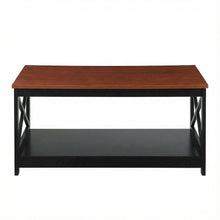 Cherry and Black Coffee Table with MDF Top and Sturdy Frame Compact Design