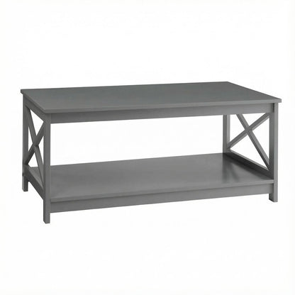 Coffee Table MDF with Shelf in Neutral Finish for Living Room Storage