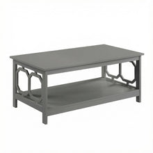 Coffee Table MDF in Neutral Finish with Lower Shelf Storage Surface