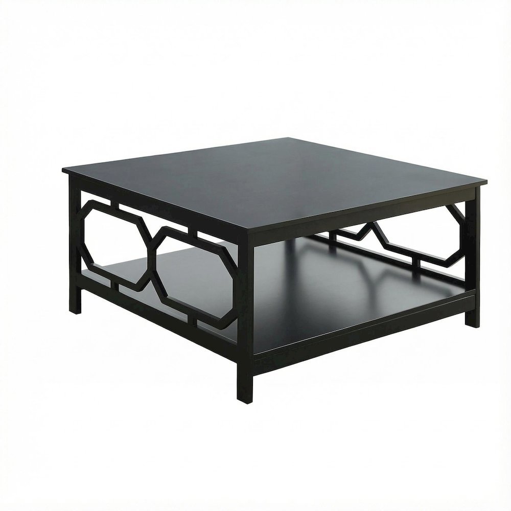 Black MDF Coffee Table Square Top with Sturdy Frame and Modern Design