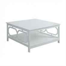 White MDF Coffee Table with Square Top and Sturdy Construction for Living Room