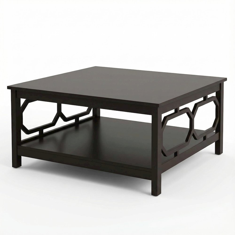 Espresso Coffee Table with MDF Construction and Square Top Surface