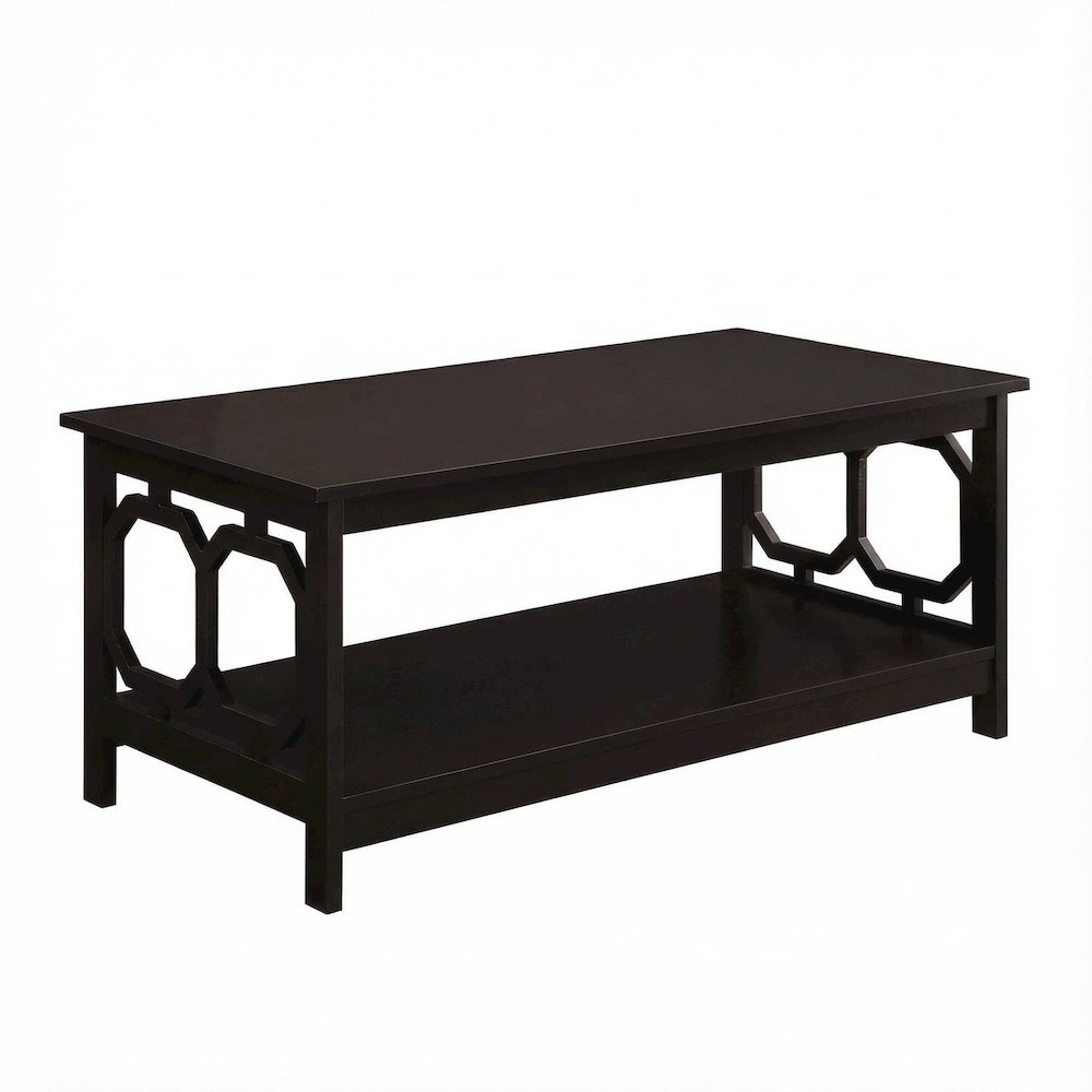 Espresso Coffee Table with Shelf Contemporary MDF Construction Modern Design