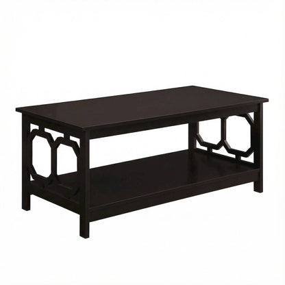 Espresso Coffee Table with Shelf Contemporary MDF Construction Modern Design