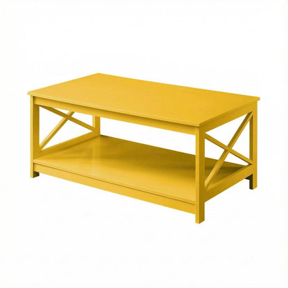 Yellow MDF Coffee Table with Sturdy Frame and Spacious Surface for Living Room