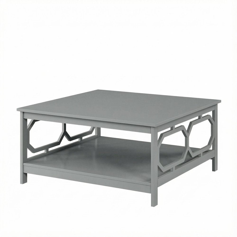 Gray MDF Coffee Table with Square Top and Sturdy Frame for Living Room